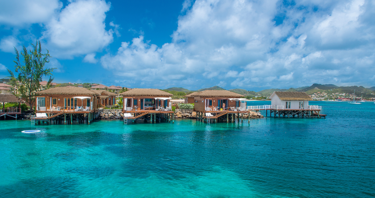 over-the-water bungalows at Sandals Grande St. Lucian